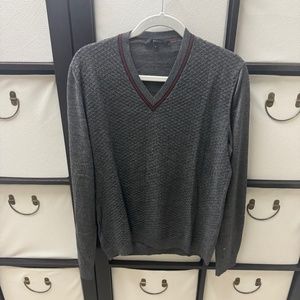 GUCCI VINTAGE WOOL V-NECK JUMPER WITH MINI GG LOGO
